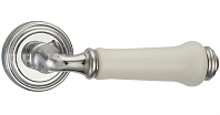 Дверная ручка RENZ мод. Сиракузы (хром блест. с белой керамикой) DH 617-16 CP/WH
