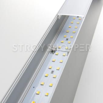 Линейный светодиодный накладной двусторонний светильник 128см 50Вт 3000К матовое серебро 101-100-40-